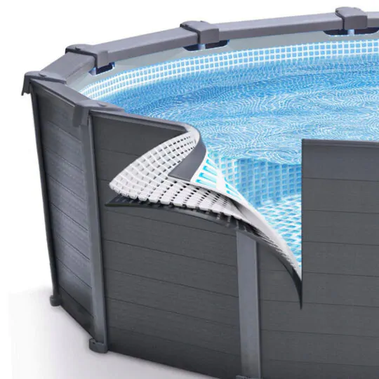 Каркасный бассейн Intex Graphite Gray Panel 478х124см 16805л с лестницей, подложкой , тентом, песочным фильтром + набор для гидроаэрации - 3