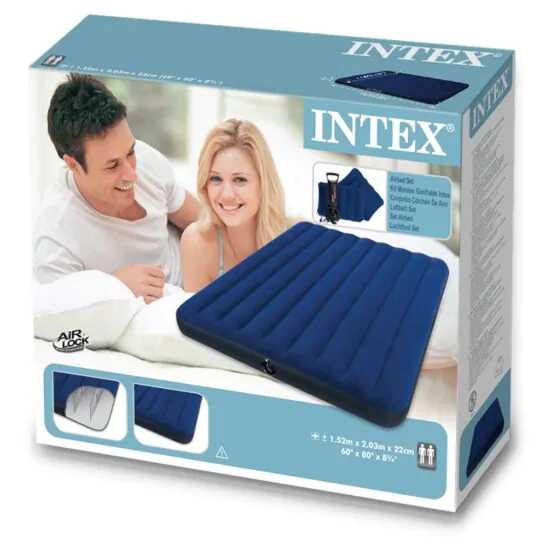 Надувной матрас Intex 203x152x22 см с насосом и подушками - 2